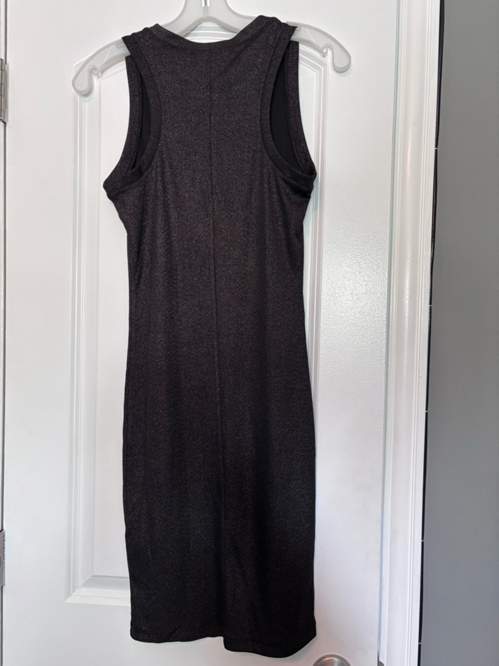Forever 21 Sleeveless Black Metallic Sheath Dress Size Small - Picture 7 of 11